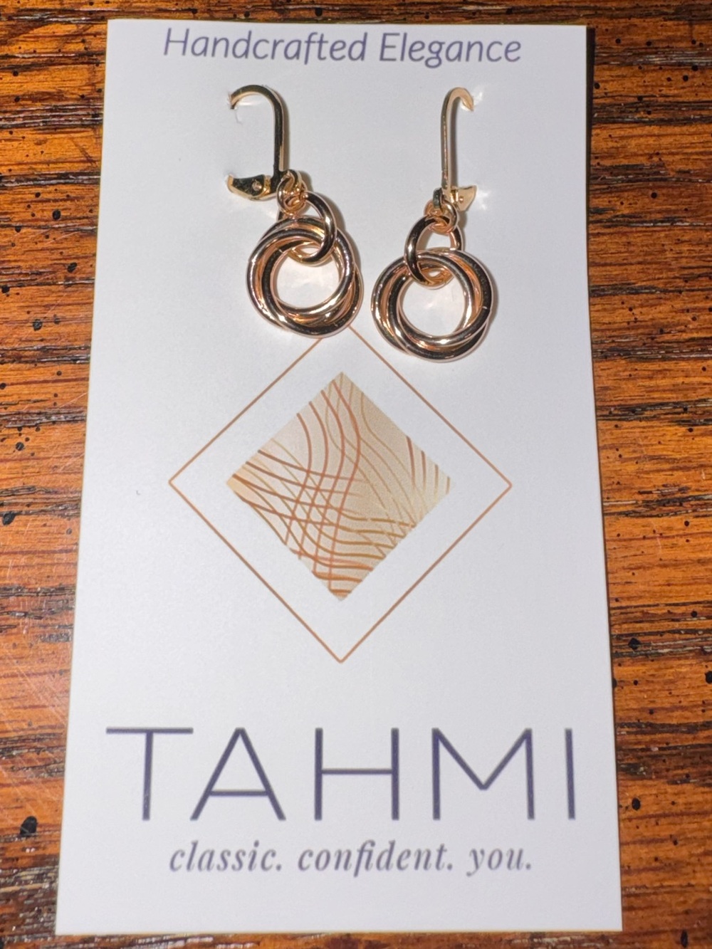 NWT Tahmi Trinity Petite Round 14K Gold Fill Dangle Earrings